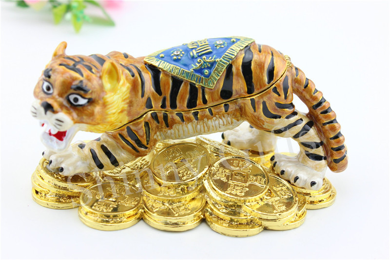 珐琅工艺礼品 金钱虎装饰盒 招财摆件 生肖风水摆件现货