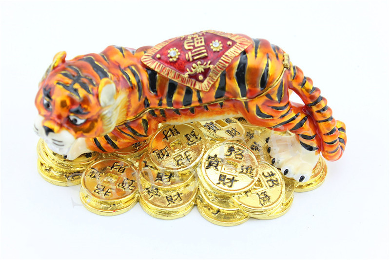 珐琅工艺礼品 金钱虎装饰盒 招财摆件 生肖风水摆件现货