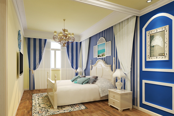 小女生情节的地中海风格卧室！