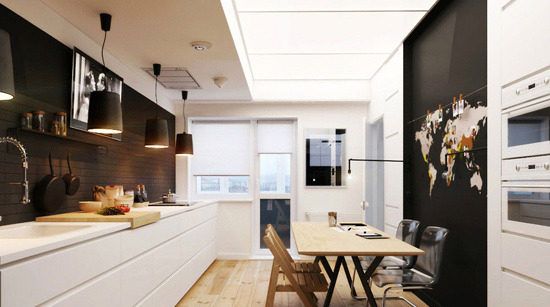 黑白色90平单身公寓 简约却不简单