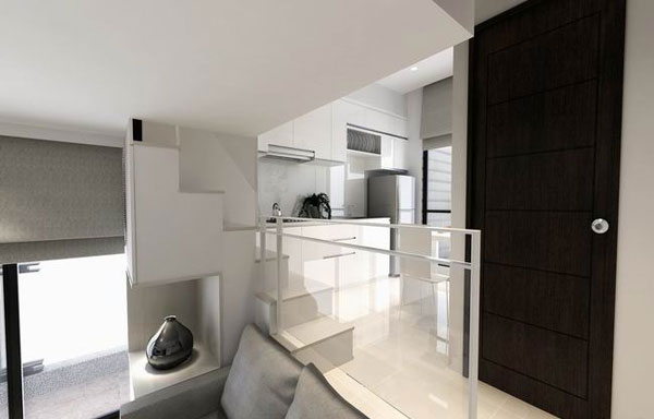 60平黑白色简约小户型公寓装修效果图