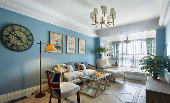 蔚蓝乡村，89平美法式混搭