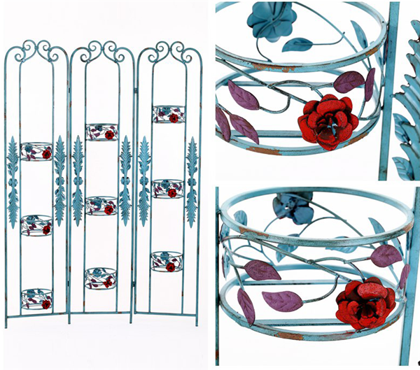 田园铁艺屏风欧式复古花园家居做旧装饰屏风
