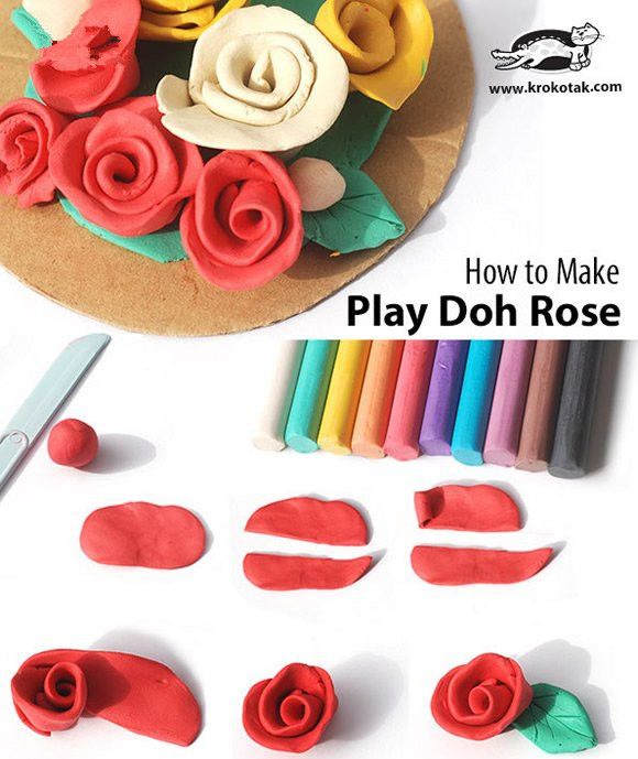手工DIY：橡皮泥玫瑰花的做法 自制母亲节礼物
