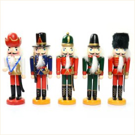 [一套5个]护卫兵胡桃夹子木偶创意装饰圣诞工艺品摆件