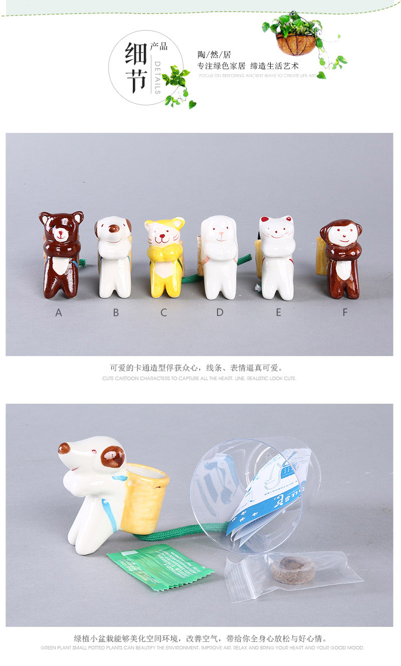 创意园艺师迷你盆栽 可爱呆萌背篮园艺师盆栽 家居办公室小盆栽 GLS5