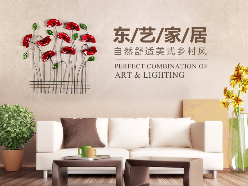 简约现代欧式铁艺工艺品 壁饰红花铁艺壁挂墙面装饰 家居装饰品 0A-5001