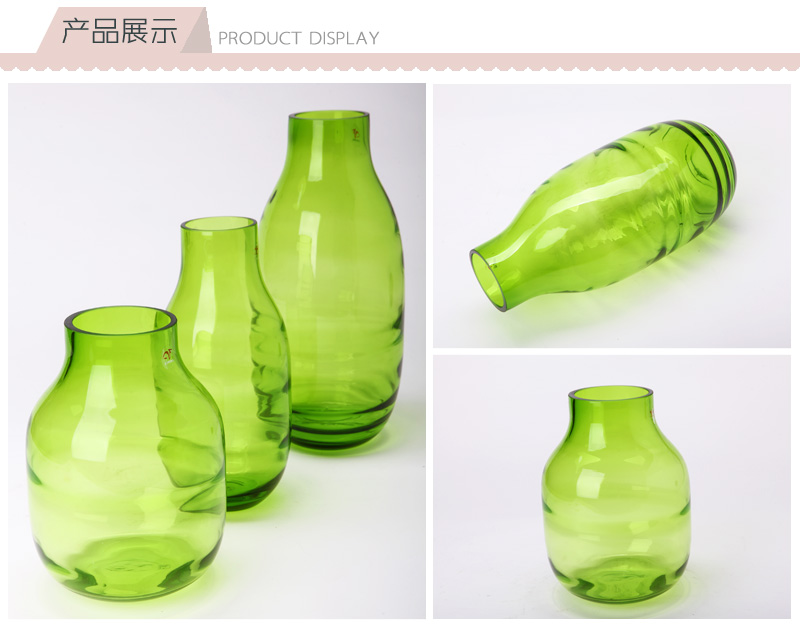 绿色玻璃花瓶摆件饰品美式乡村玻璃台面花瓶A122179523S2