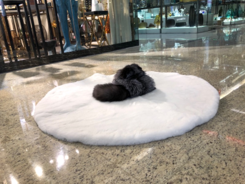 百居地毯兔毛圆形地毯