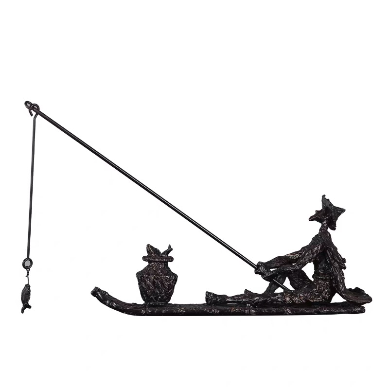 现代风格人物雕塑钓鱼摆件