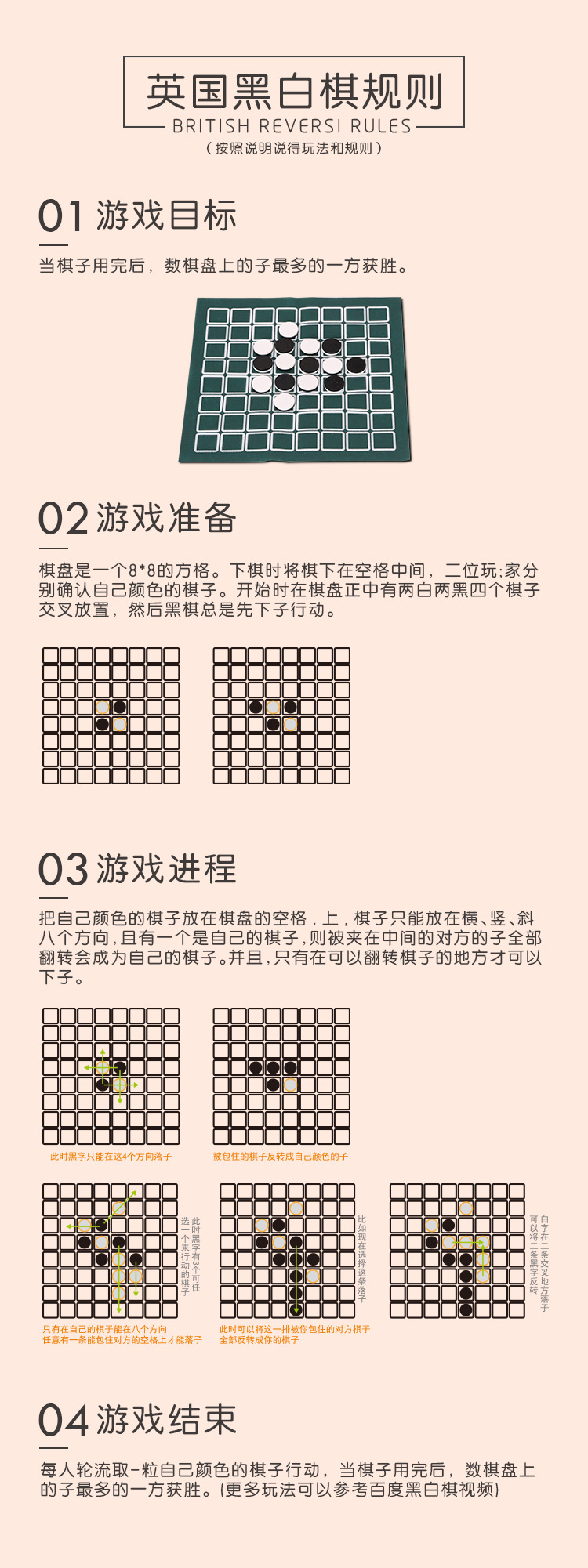 德国天才棋益智玩具棋儿童桌面游戏棋英国黑白棋初学者木质棋