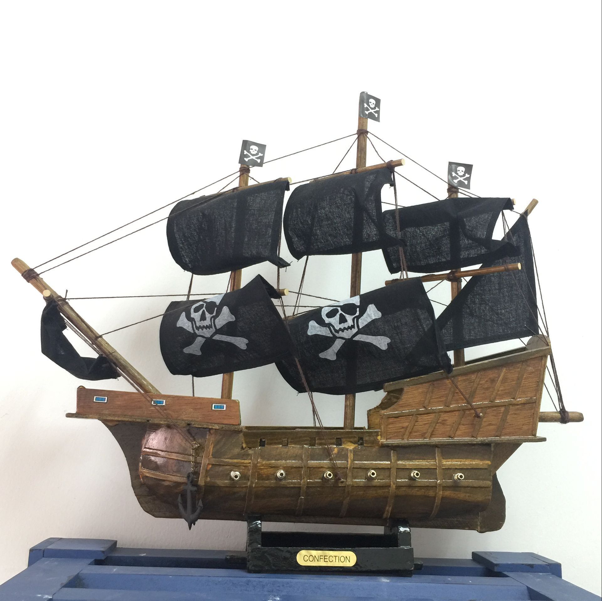 加勒比海盗黑珍珠号帆船模型实木手工船模摆件45cm帆船家居摆件
