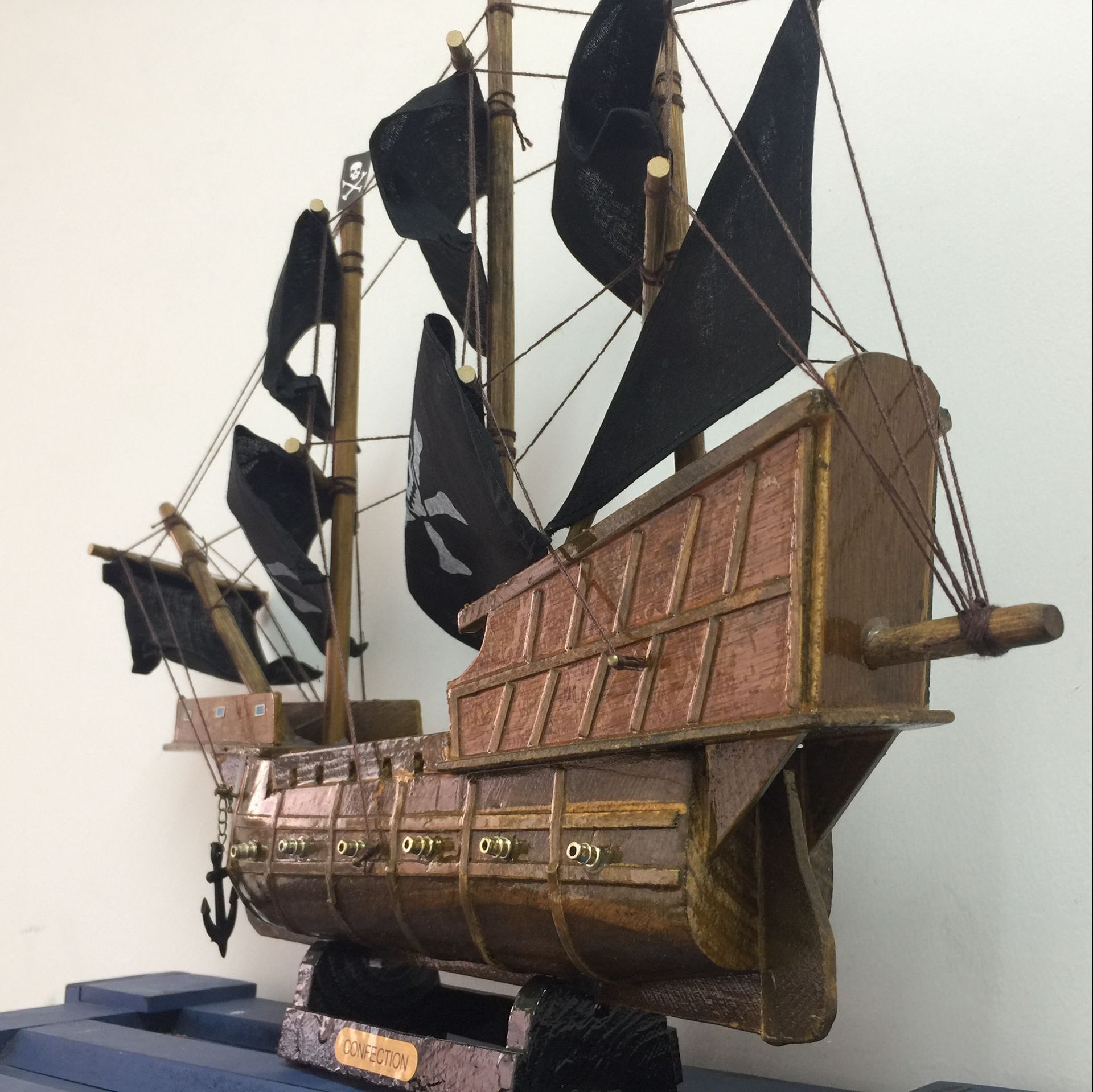 加勒比海盗黑珍珠号帆船模型实木手工船模摆件45cm帆船家居摆件