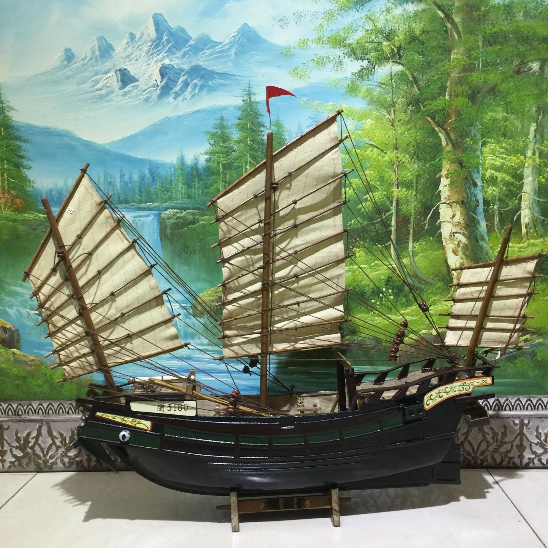 实木郑和宝船模型摆件福建古代帆船郑和下西洋中国名船礼品