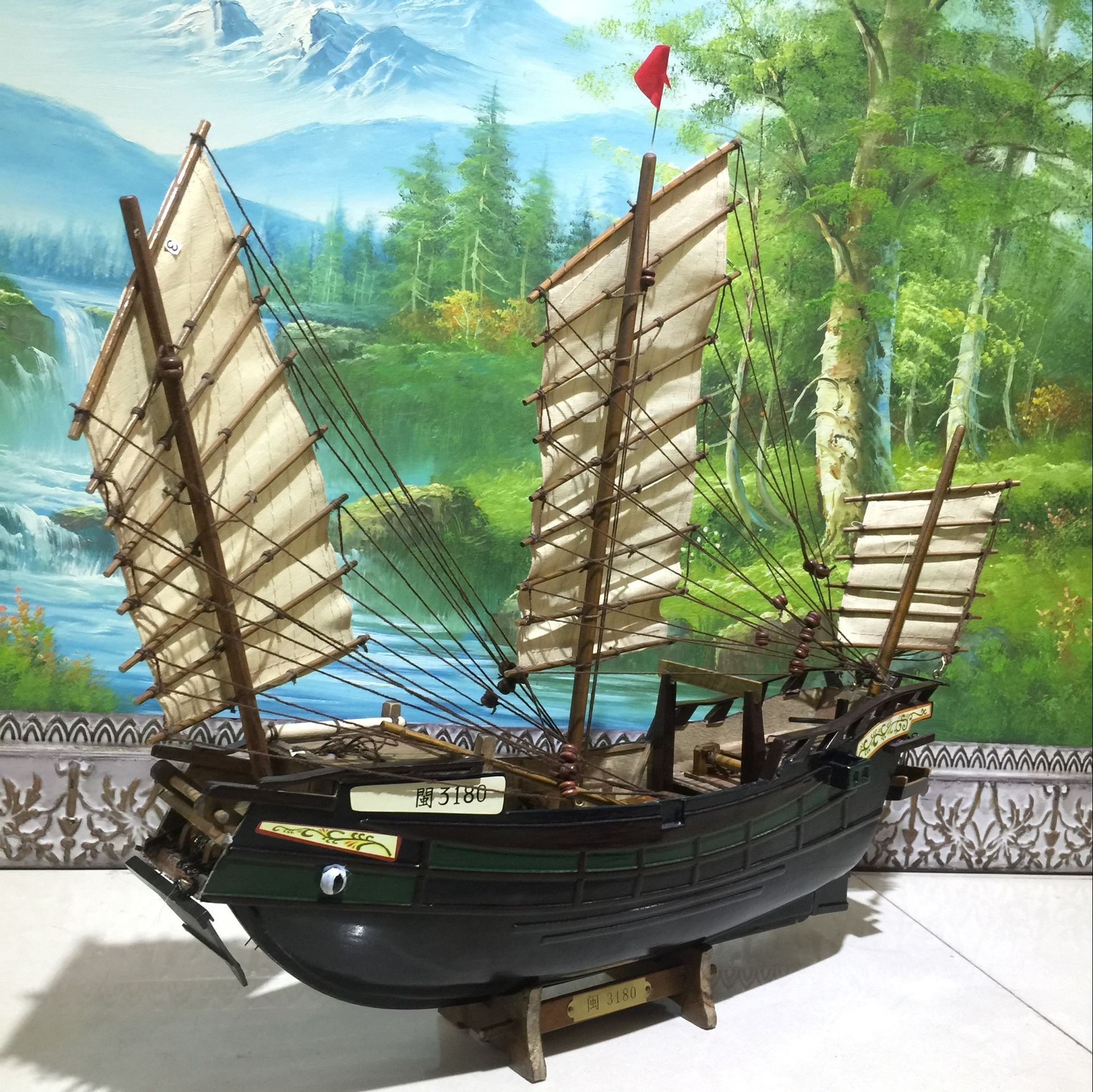实木郑和宝船模型摆件福建古代帆船郑和下西洋中国名船礼品