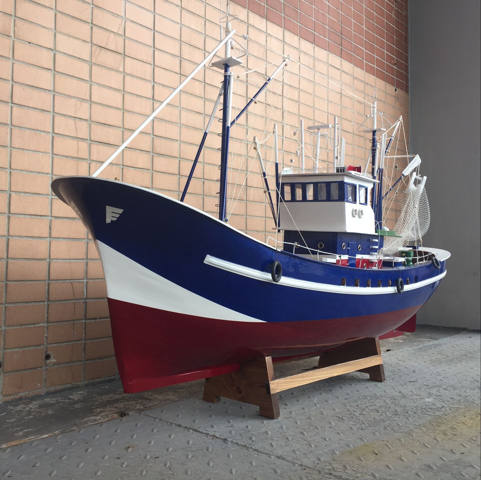 木质工艺品渔船模型 地中海家居摆设 138cm精致渔船 轮船模型摆件