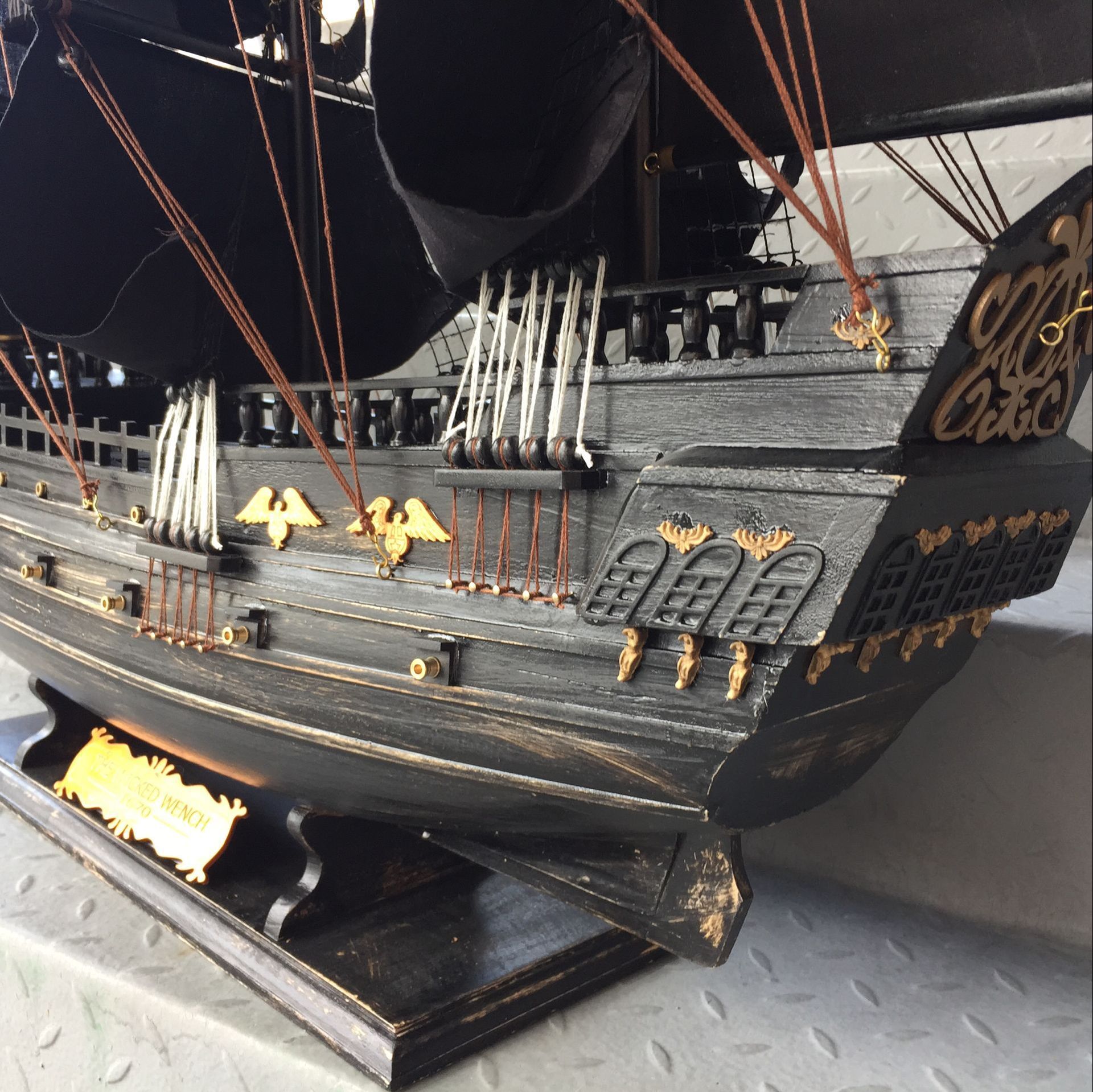 海盗黑珍珠号加勒比海盗船模型工艺船仿真木船实木质帆船模型摆