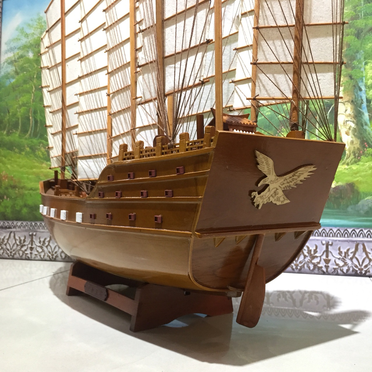 实木郑和宝船纯手工帆船模型中式工艺船家居博物馆展品收藏品礼品