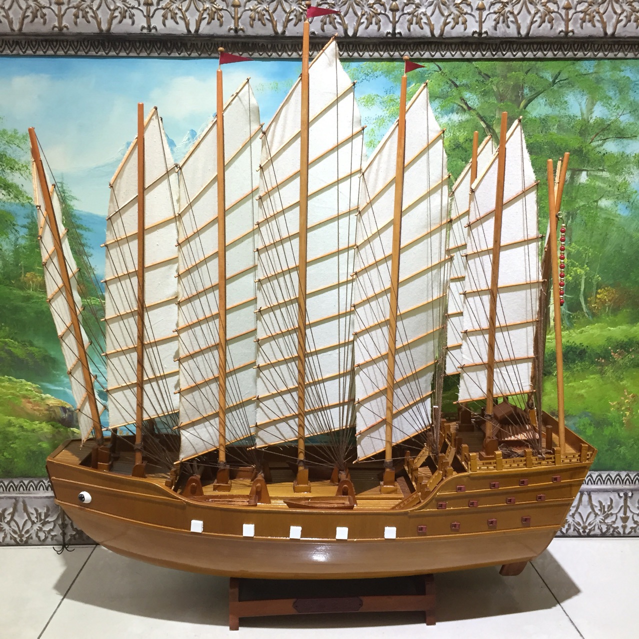 实木郑和宝船纯手工帆船模型中式工艺船家居博物馆展品收藏品礼品