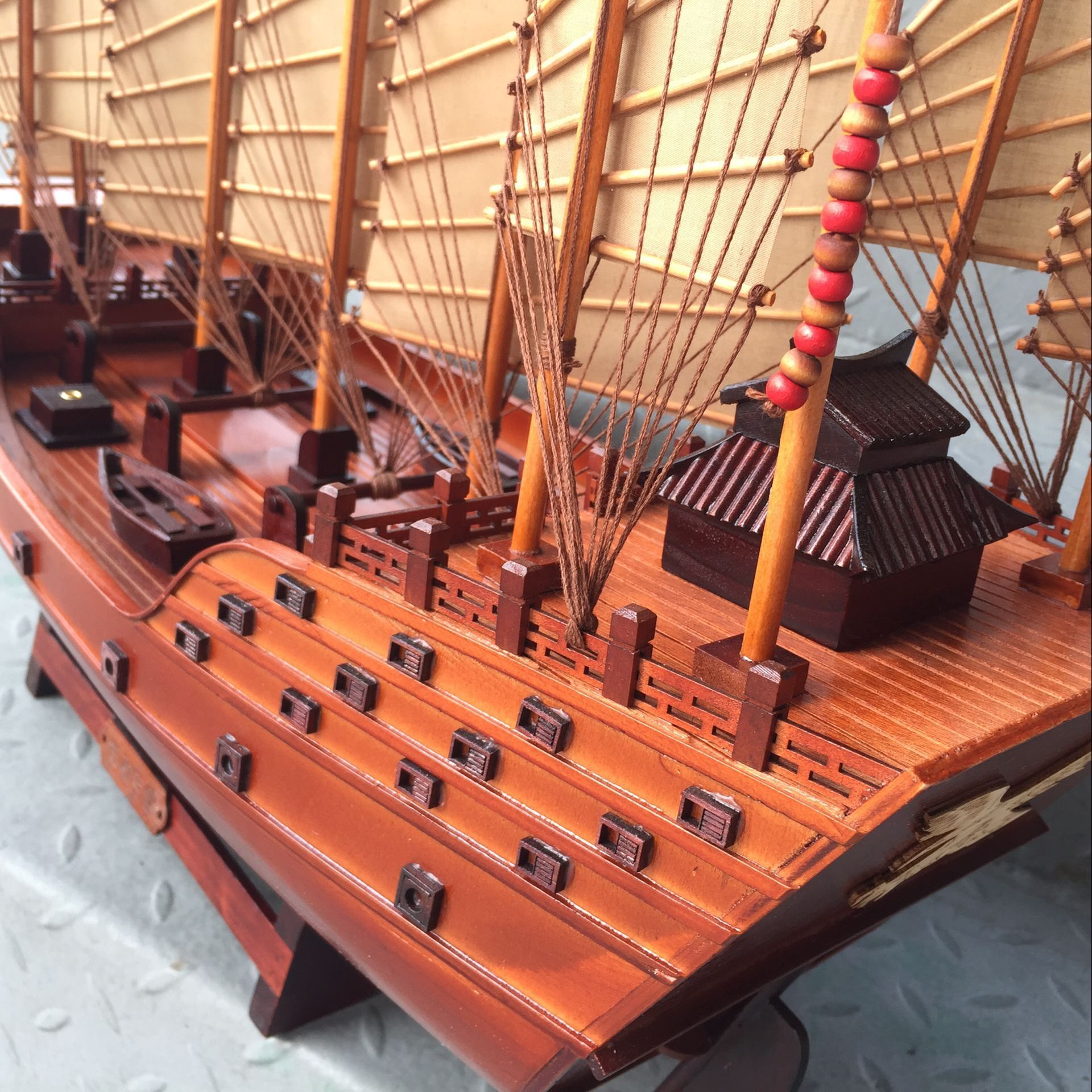 郑和宝船模型中式装饰帆船渔船一帆风顺摆件摆设一带一路60cm
