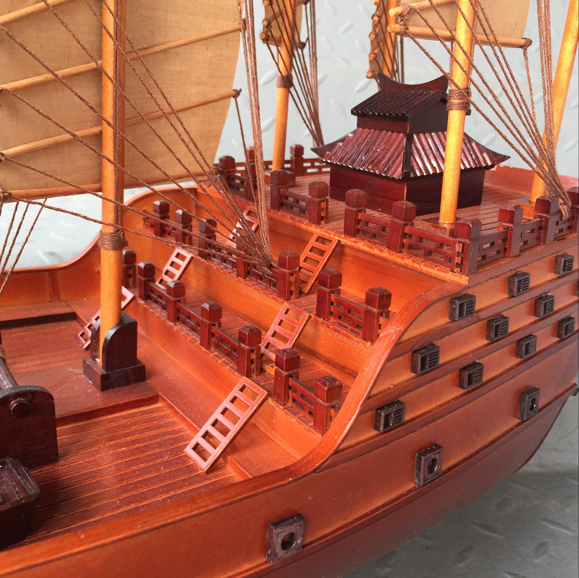 郑和宝船模型中式装饰帆船渔船一帆风顺摆件摆设一带一路60cm